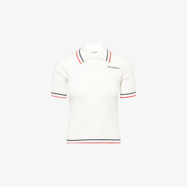 

Мини поло с логотипом Serif в рубчик Sporty & Rich, синий