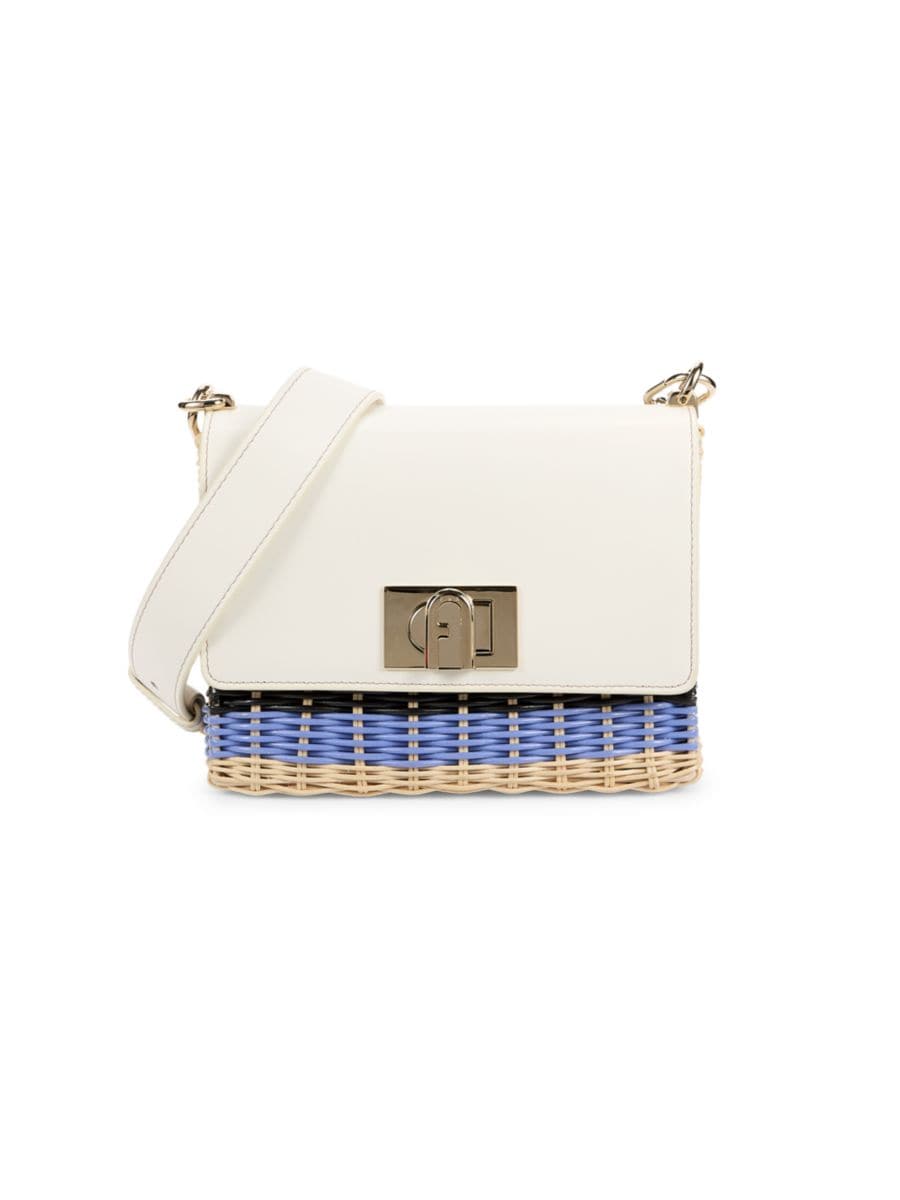 

Плетеная кожаная сумка через плечо Furla, цвет Talco