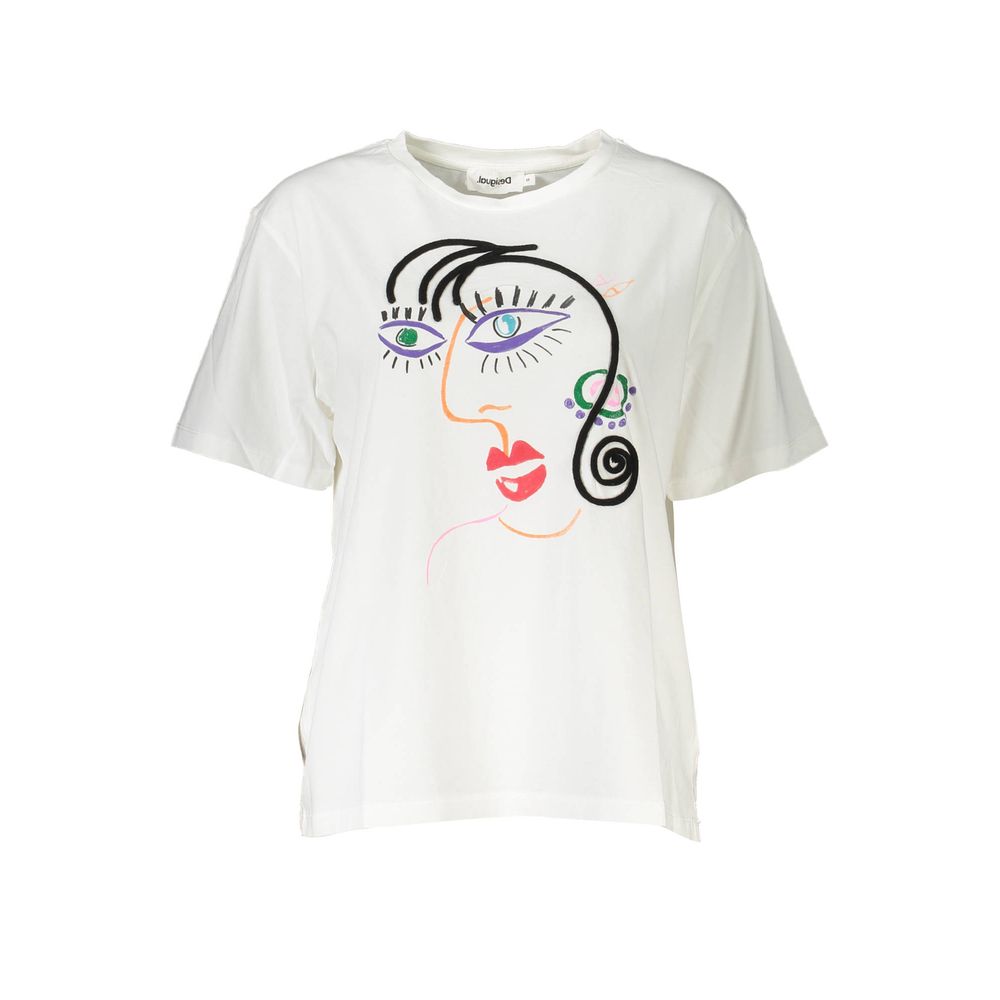 

Белая хлопковая футболка Desigual, белый