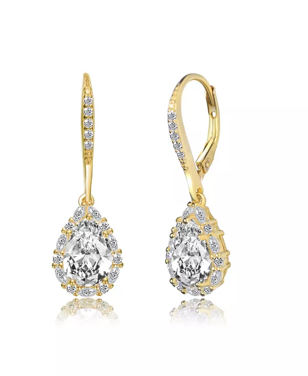 

Элегантные серьги-подвески из стерлингового серебра с обычными застежками-рычажками Genevive, gold