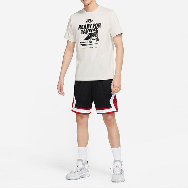 Футболка Air Jordan Alphabet Shoe Printing Round Neck Casual Short Sleeve White, белый — фото 3