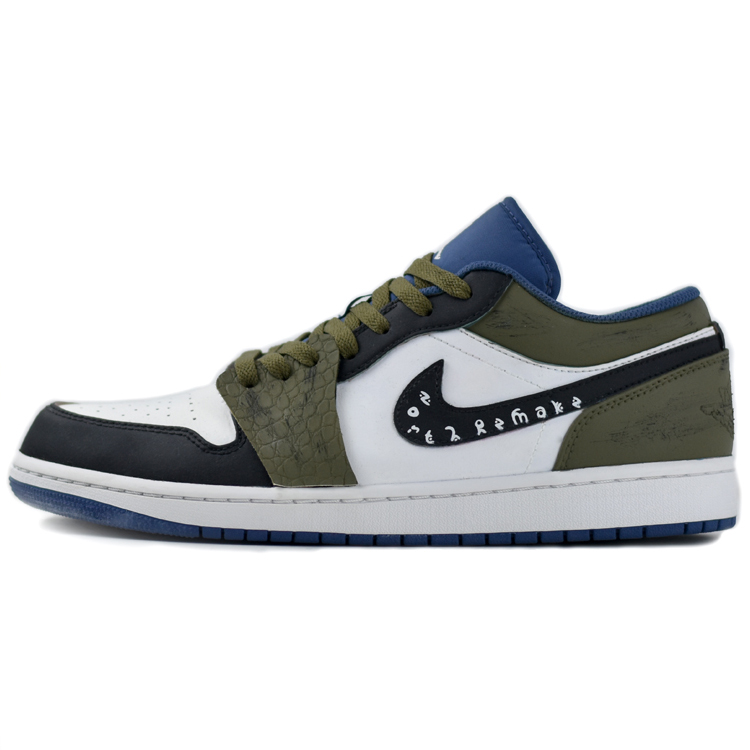 

Jordan Износостойкие, нескользящие, винтажные баскетбольные кроссовки Air 1 с низким верхом, мужские, цвет: черный, белый, зеленый