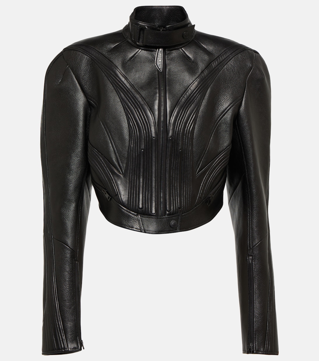 

Укороченная кожаная куртка Mugler, Black Bimaterial