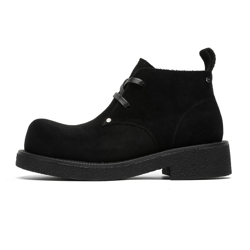 

Chi Wolf Утепленные зимние мартинсы мужские черные на флисе, цвет Black Fleece-Lined