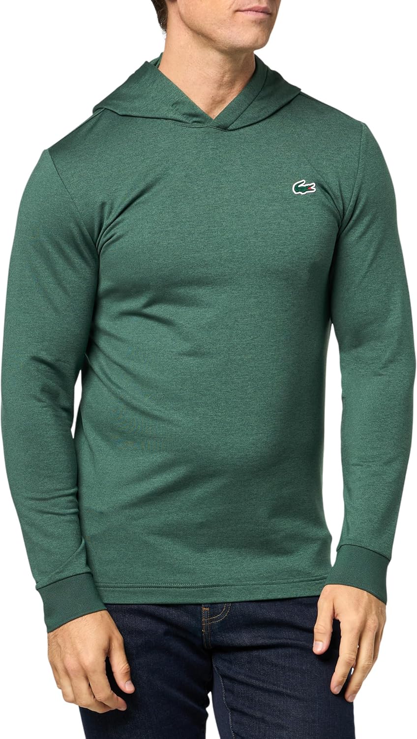 

Lacoste мужская спортивная толстовка с капюшоном Ultra Dry для гольфа, Heather/Forest Green