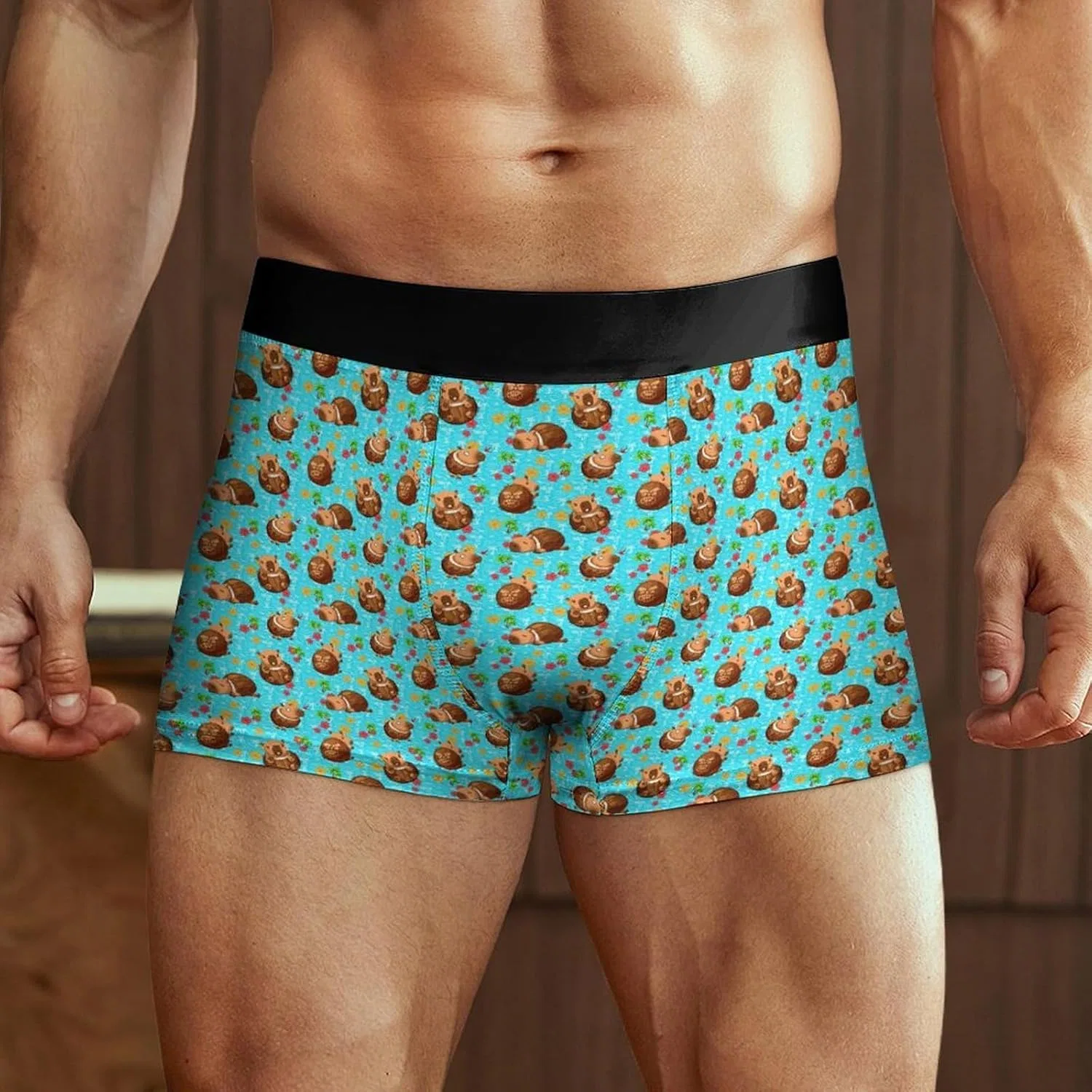 Боксеры с принтом капибара, Men’s Boxer Briefs Novelty Funny Banana, Capybara — фото 2