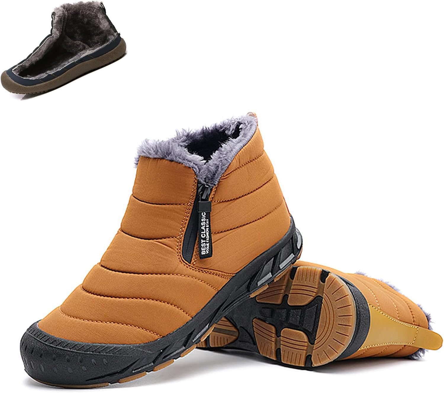 

Мужские зимние ботинки Snow Boots, водонепроницаемые зимние ботинки, мужская зимняя обувь, утепленные мехом ботильоны на молнии, удобная обувь для прогулок на открытом воздухе Cloudemo, желтый