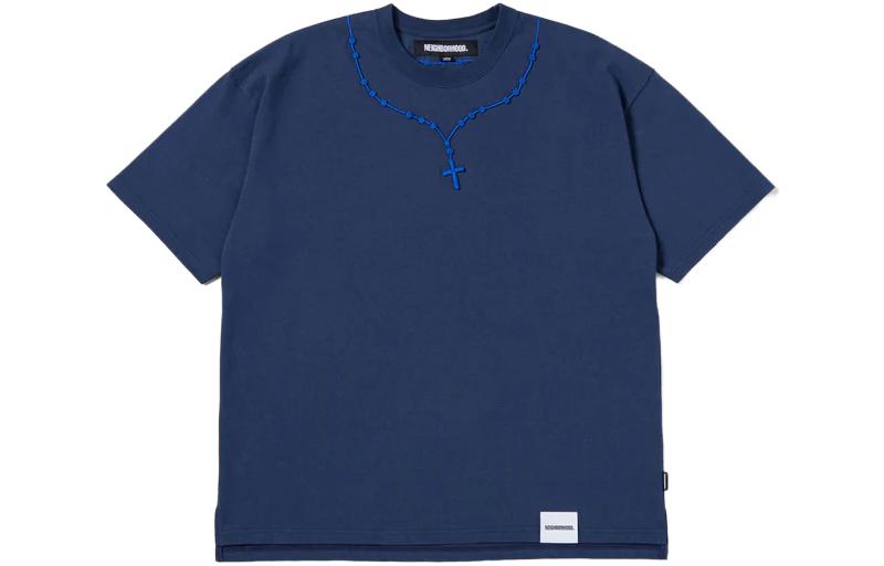 

Футболка с вышивкой кросс NEIGHBORHOOD, синий