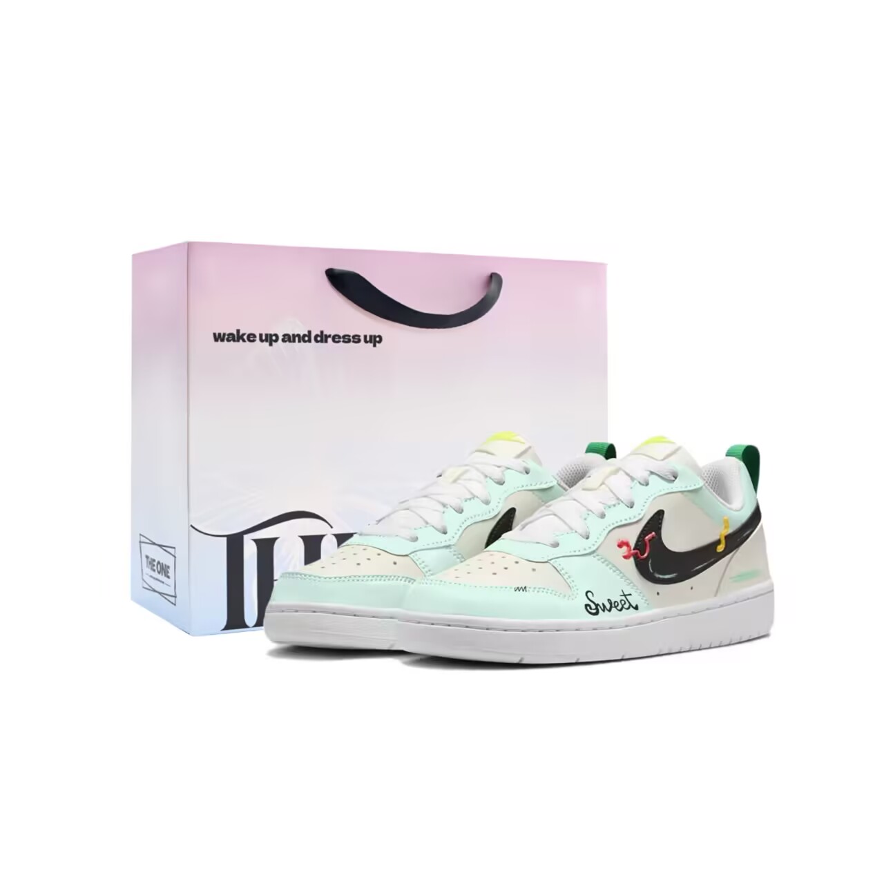 

Nike Court Borough нескользящие лоу-топ скейтборд кроссовки Light Green детские