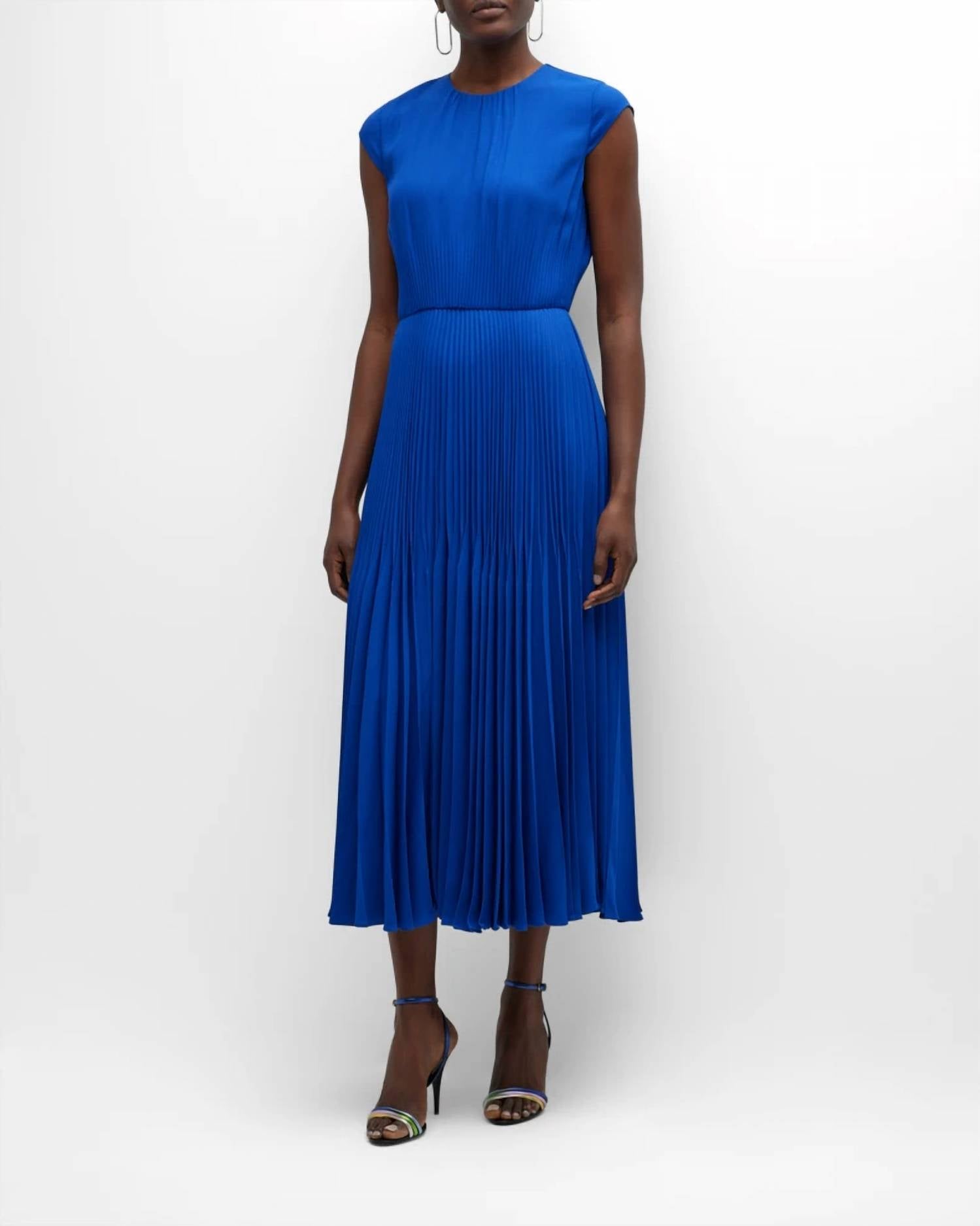 

Платье миди с плиссировкой и рукавами-крылышками в цвете Klein Blue Jason Wu