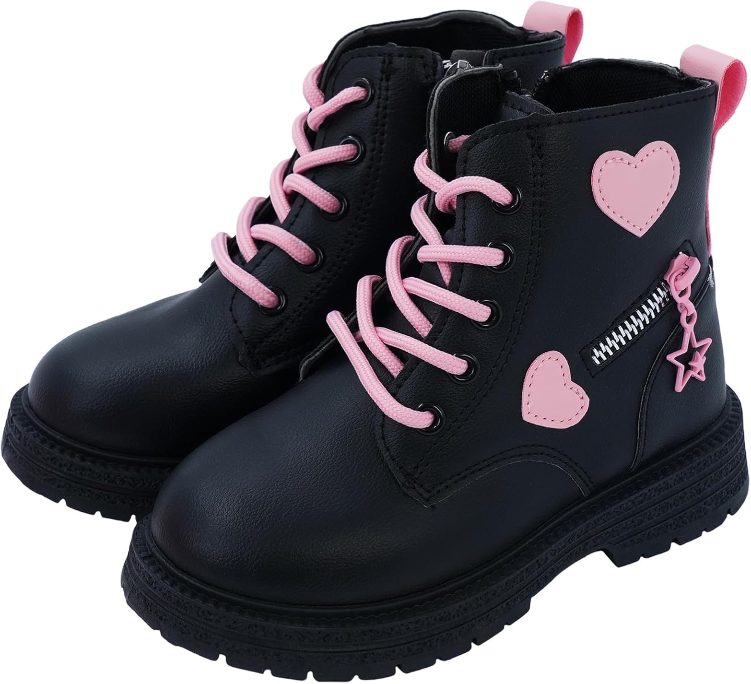 

Детские ботинки SEAUR для девочек, ботильоны на шнуровке с боковой молнией, модные уличные рабочие ботинки, осень-зима, детские боевые ботинки, Black