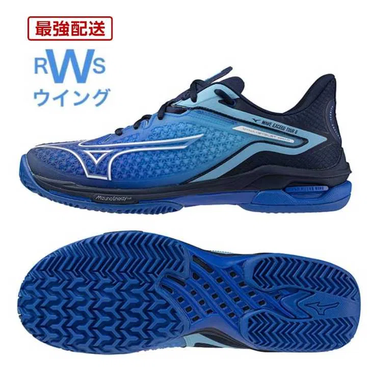 Мужские теннисные кроссовки «Wave Exceed Tour 6 OC» от Mizuno, Blue/White/Navy
