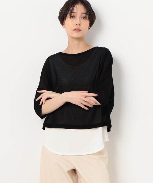 

Комплект из футболки и джерси, многослойный, из жоржета COMME CA, черный