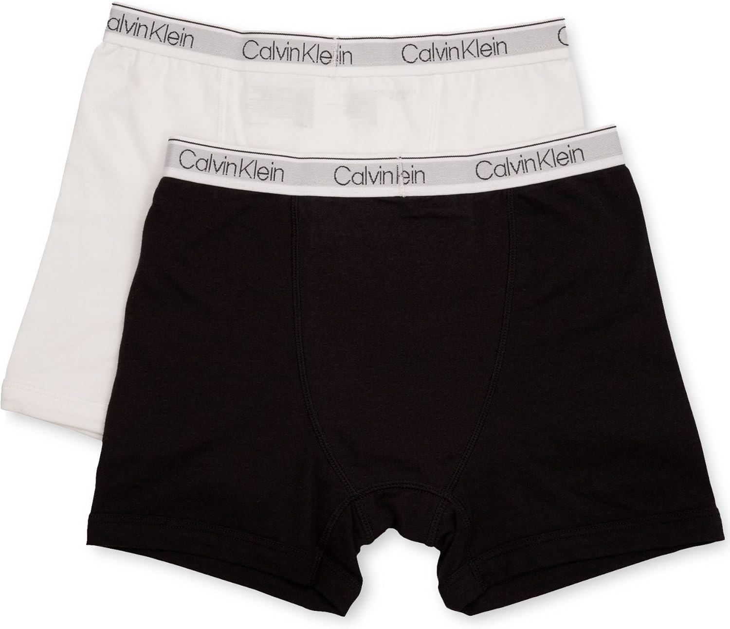 Комплект из двух пар трусов-боксеров Calvin Klein для мальчиков | Премиальный хлопок, комфорт, 2 Pack - Black With Classic Logo Band, White With Classic Logo Band — фото 3
