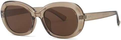 

Солнцезащитные очки 2027 года в овальной панк-стиле с заклепками для мужчин, защита от УФ-излучения UV400, ретро-стиль, круглые солнцезащитные очки для женщин MTZJH, Tea Tea