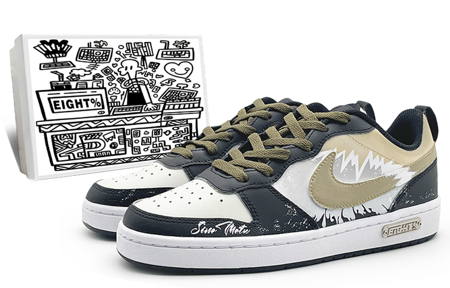 

Кроссовки Nike Court Borough Skateboarding Shoes Women's Low-top Black/white/yellow, черный