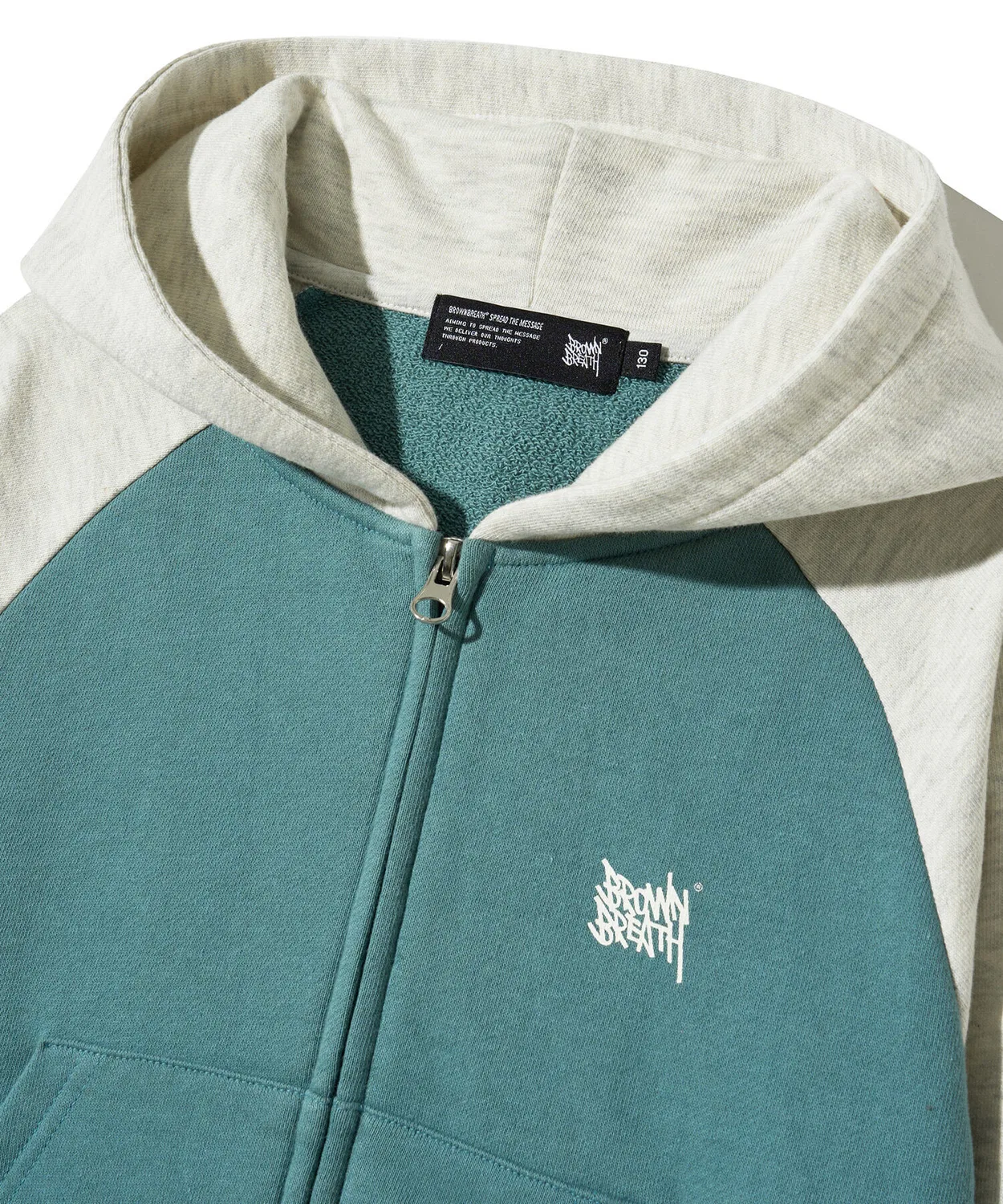 Детская худи на молнии BB мятного цвета от Brownbreath Kids — фото 4