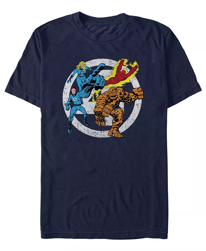 

Мужская футболка Marvel Fantastic Team Four с коротким рукавом и принтом спереди Fifth Sun, синий