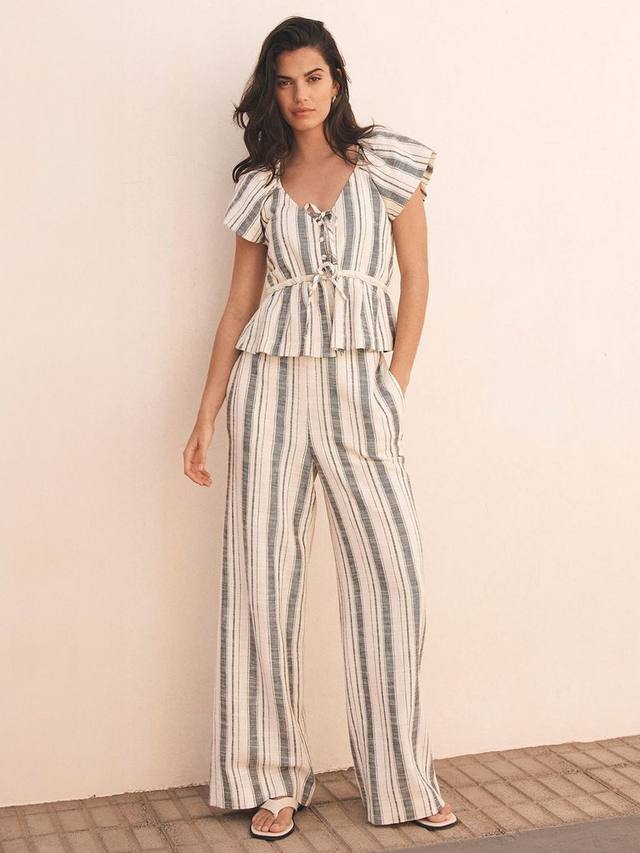 

Широкие брюки в полоску Mint Velvet, слоновая кость