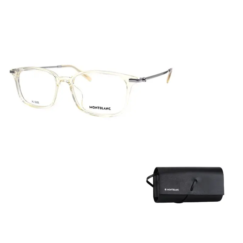 

MONTBLANC Пластиковая оправа прямоугольные очки для мужчин, Transparent Yellow