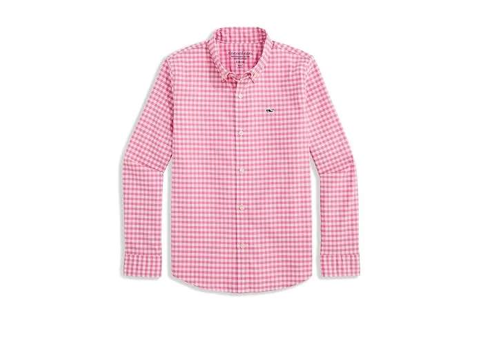 Рубашка хлопковая Skysail Gingham Perf Cotton Shirt Vineyard Vines Kids, Bahama Breeze