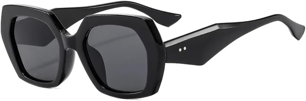 

Винтажные солнцезащитные очки Polygon Square для женщин, модные шестиугольные очки с прозрачными линзами Ocean, защита от УФ-излучения UV400 для мужчин, с заклепками TVTBBVV, Black