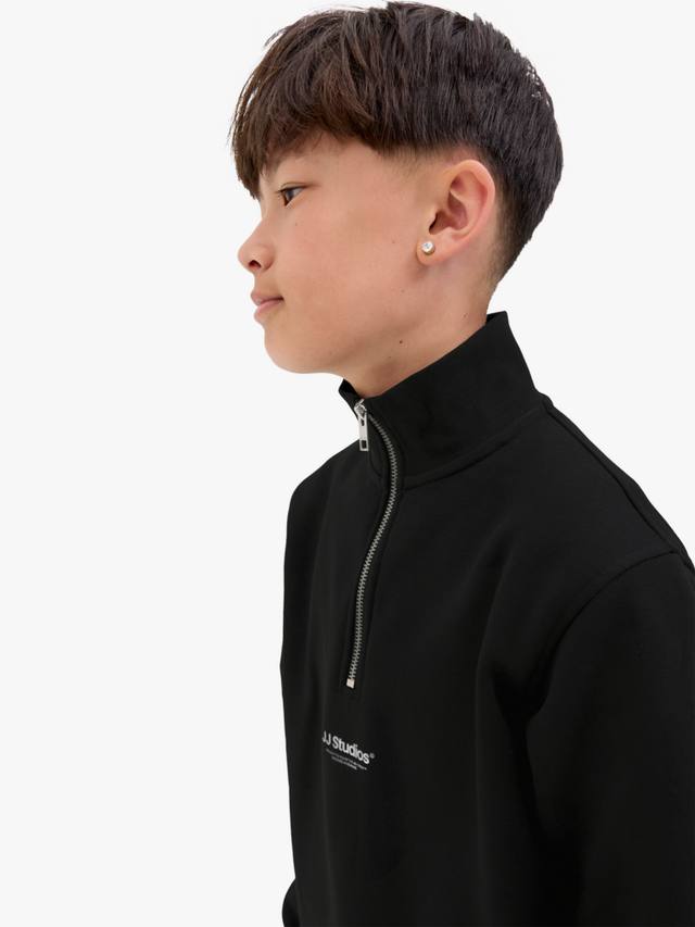 Детский хлопковый свитер с высоким воротником на молнии Jack & Jones, Black — фото 2