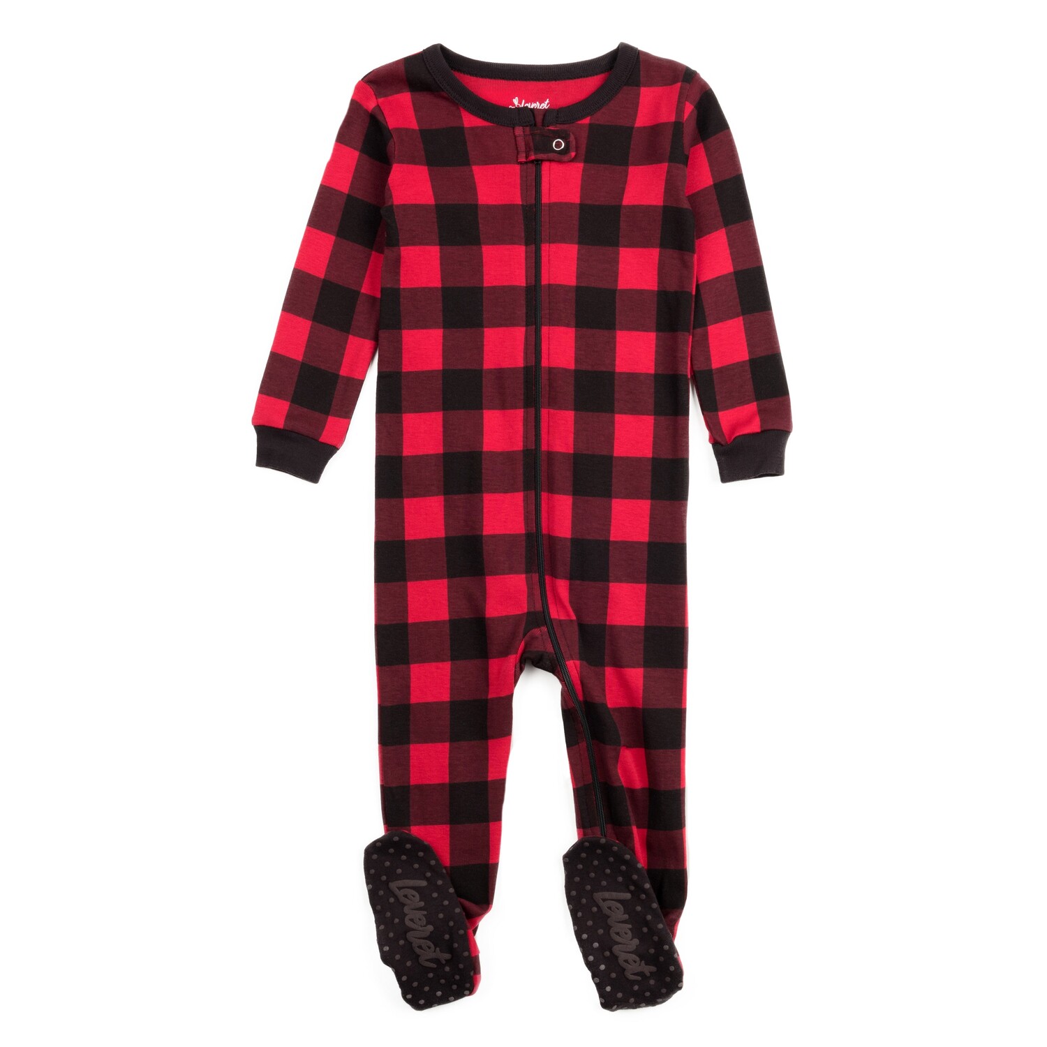 

Рождественская детская хлопковая пижама в клетку Leveret, цвет Plaid Black & Red
