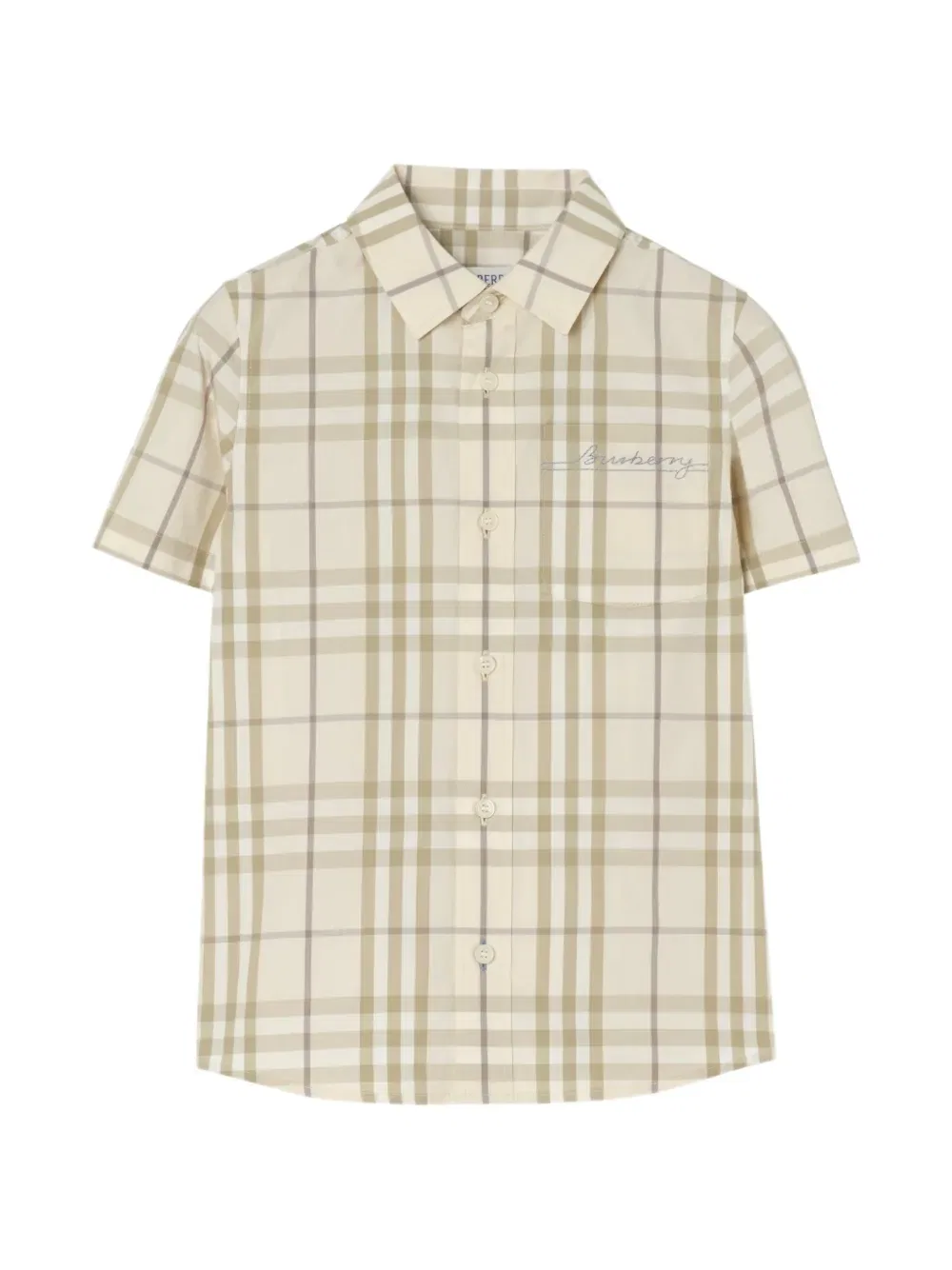 Клетчатая хлопковая рубашка Burberry Kids, нейтральный