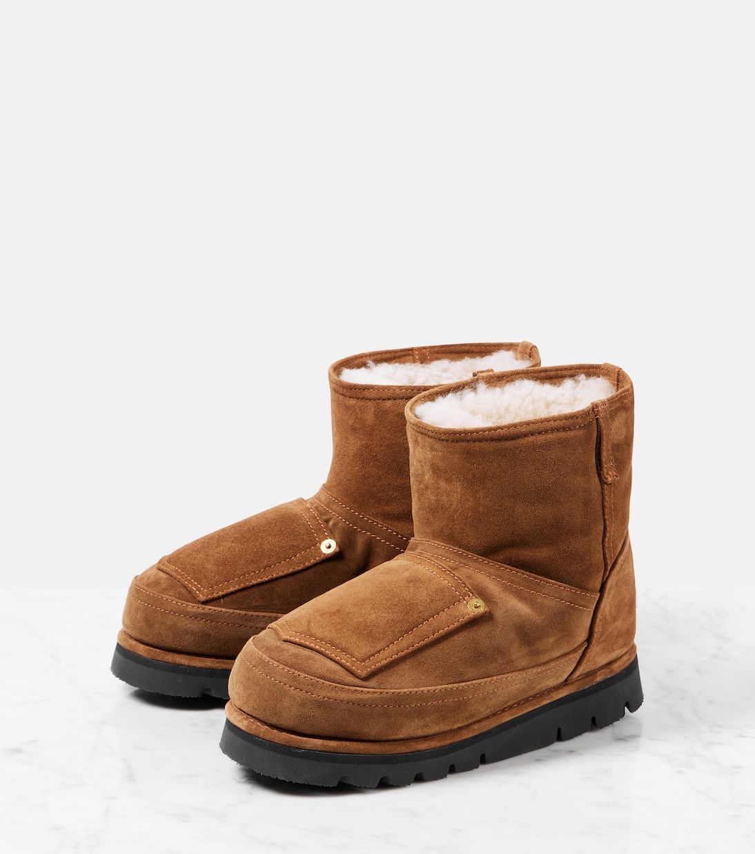 Ботильоны из кожи с подкладкой из овчины Acne Studios, Tobacco Brown — фото 4