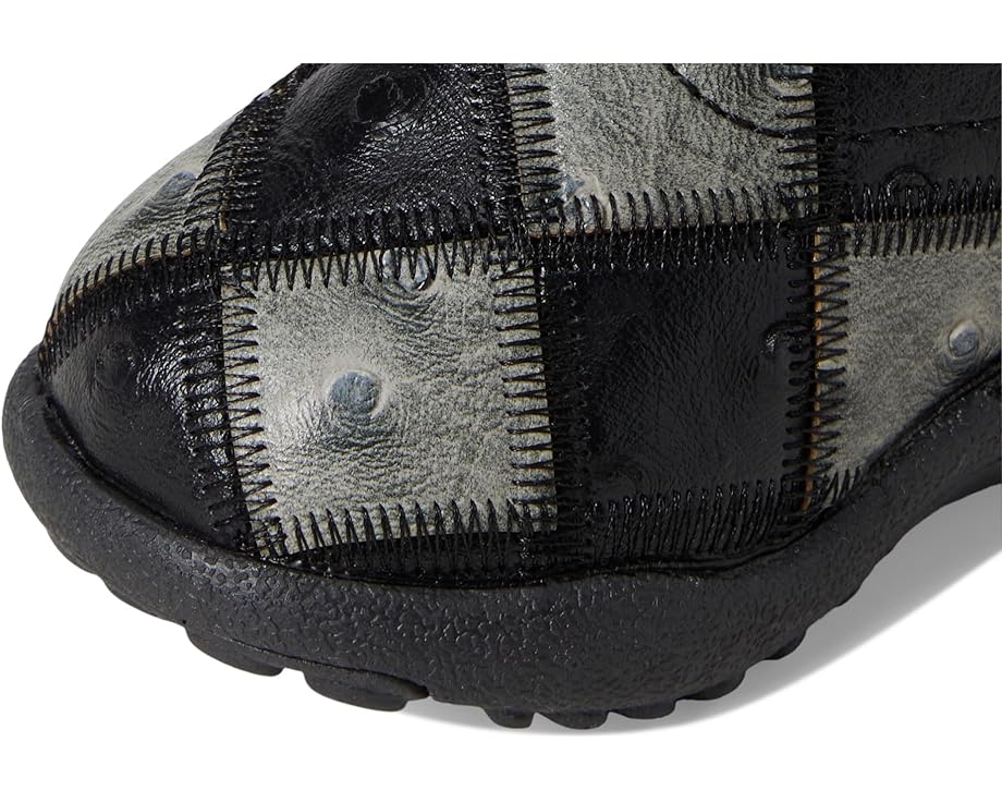 Детские ботинки Roper Cowbaby Bird Blocks (infant/toddler) Roper Kids, Black/Grey Faux Ostrich Patchwork Vamp — фото 2
