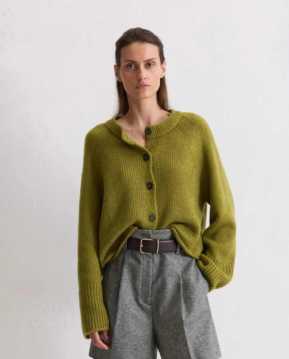 

Свободный женский кардиган, выполненный из мягкой смеси новой шерсти MARC O'POLO, оливковый зеленый