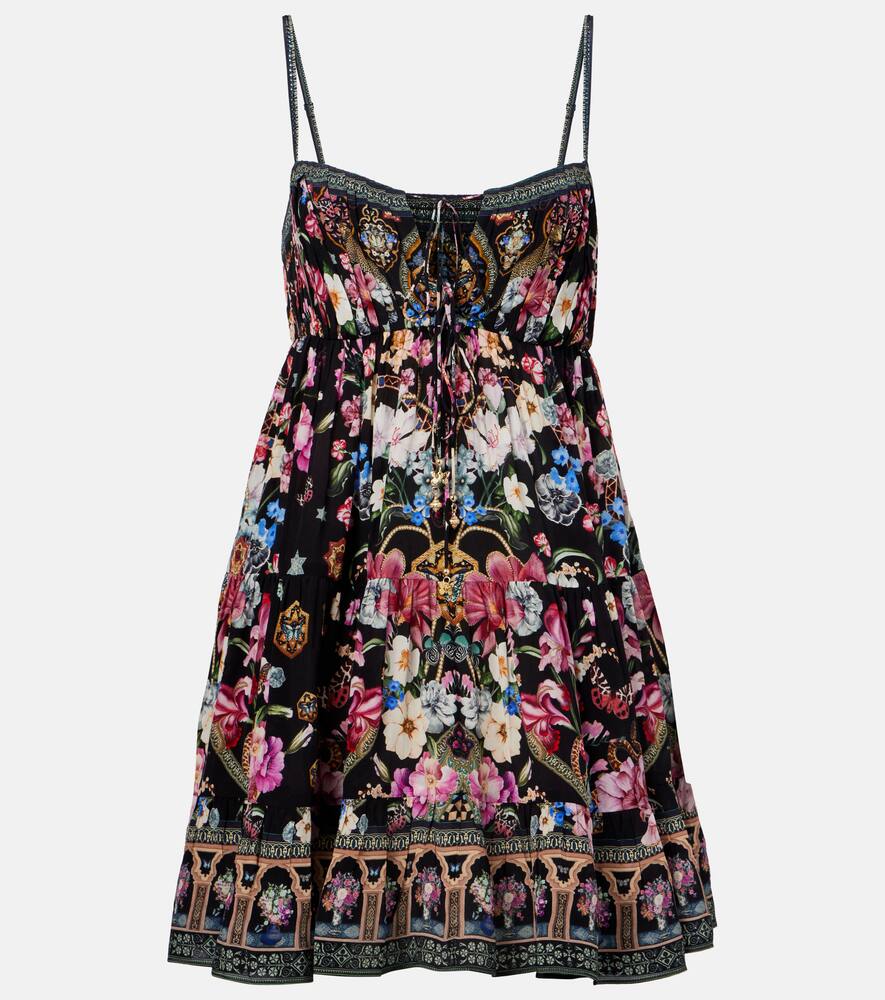 

Шелковое мини-платье с кристаллами Camilla, Midnight In Monserrate