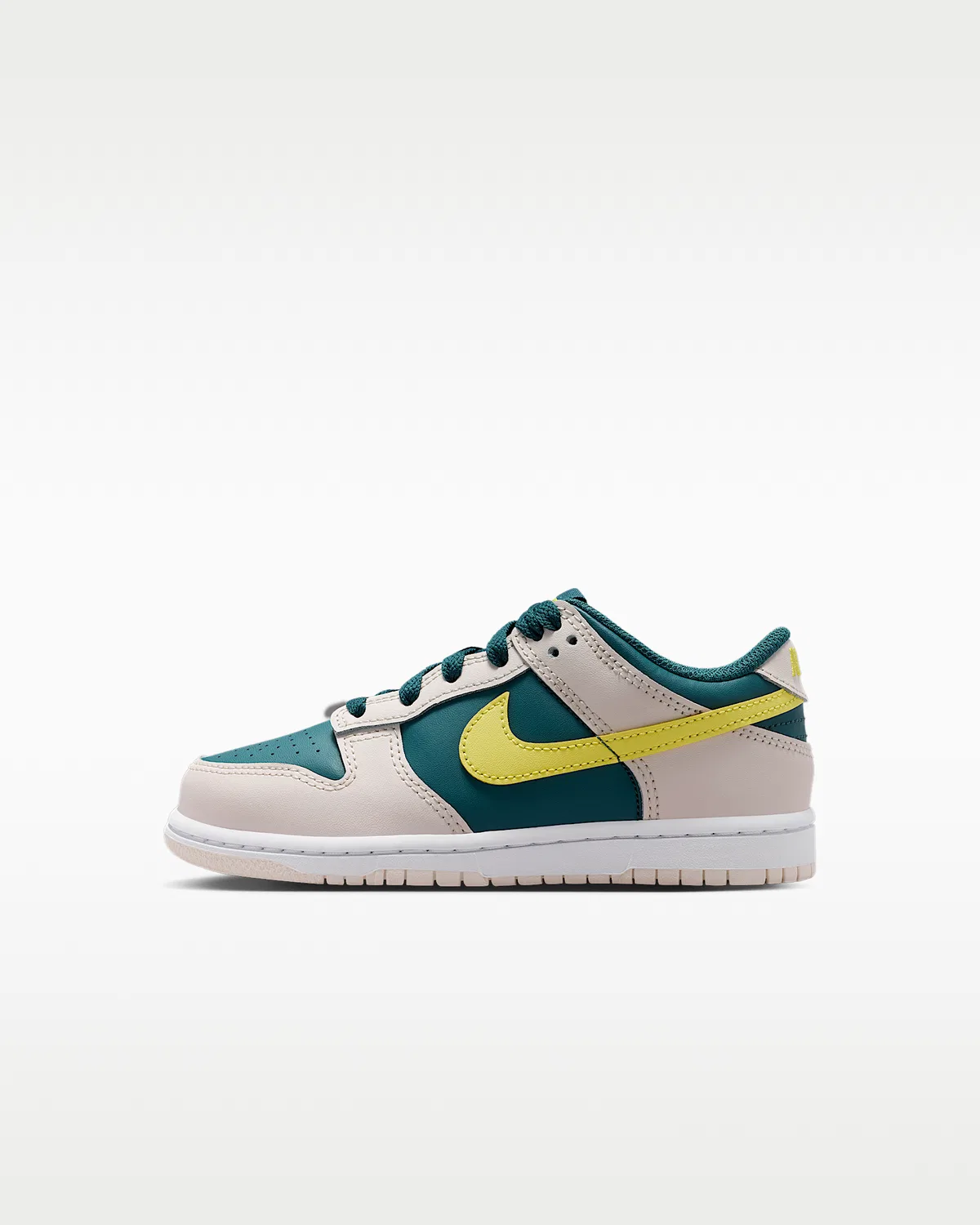 Кроссовки Nike Dunk Low для маленьких детей, Dark Teal Green/Dark Teal Green/White/Sonic Yellow