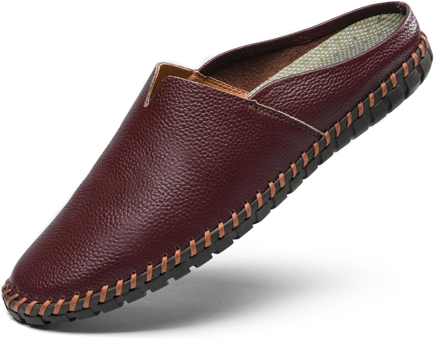 

Мужские слипоны, мюли, сабо, ручной работы, кожаные тапочки, прошитые вручную, без каблука, повседневная обувь для мужчин, дышащие, удобные, мягкие Luodenglang, коричневый