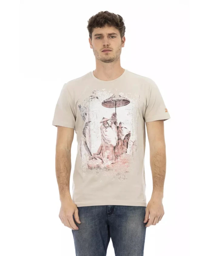 

Мужская футболка из бежевого хлопка Trussardi, бежевый