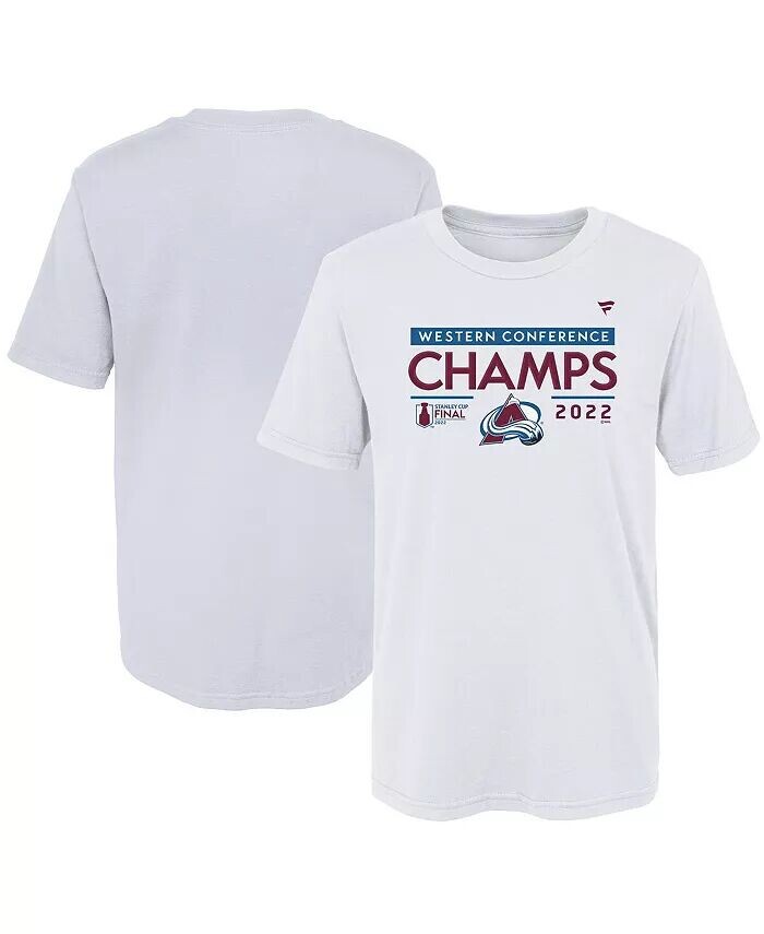 

Белая футболка для дошкольников Colorado Avalanche 2022 Western Conference Champions в раздевалке Fanatics