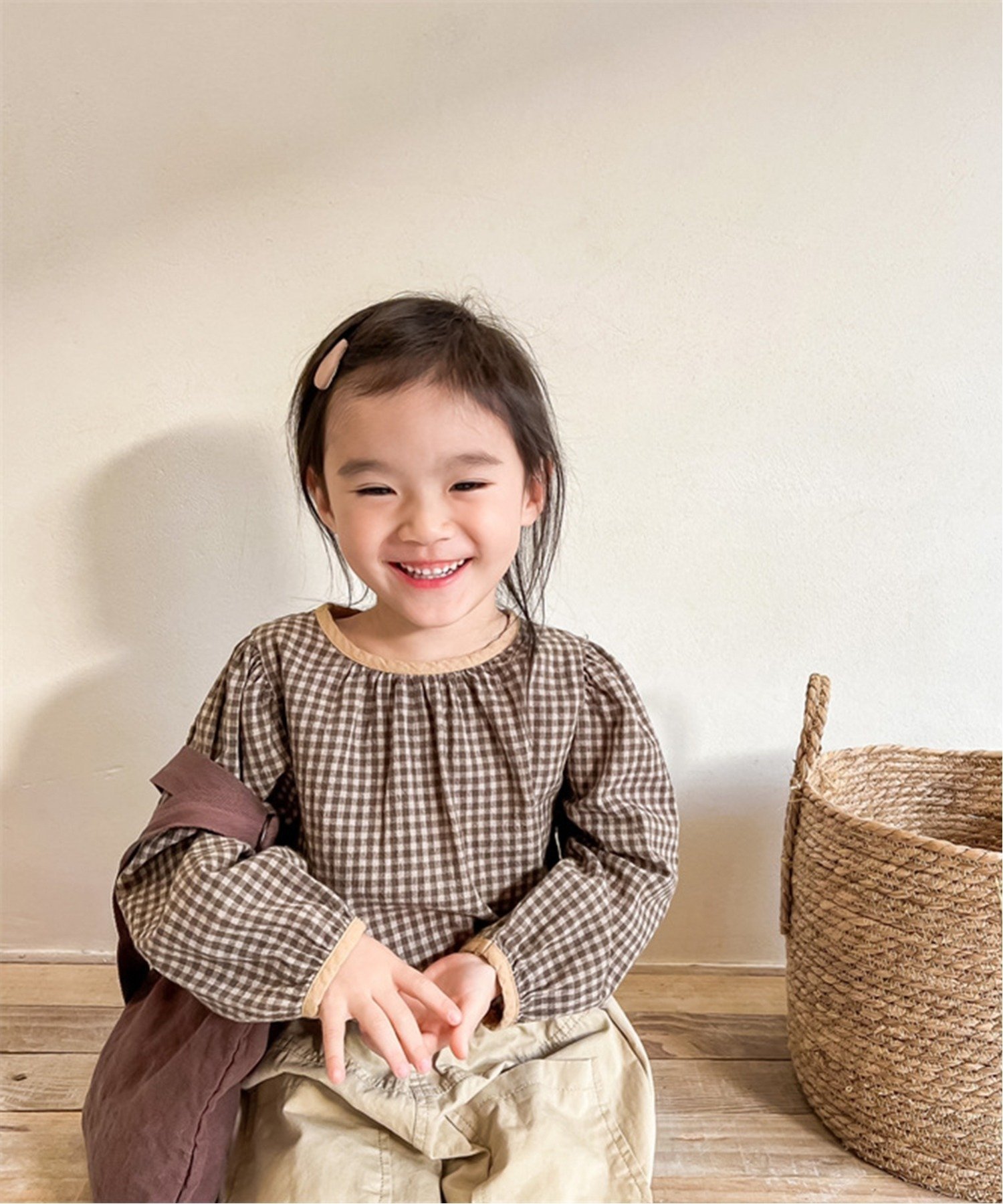 Девичья блузка в клетку Aimoha Kids, brown