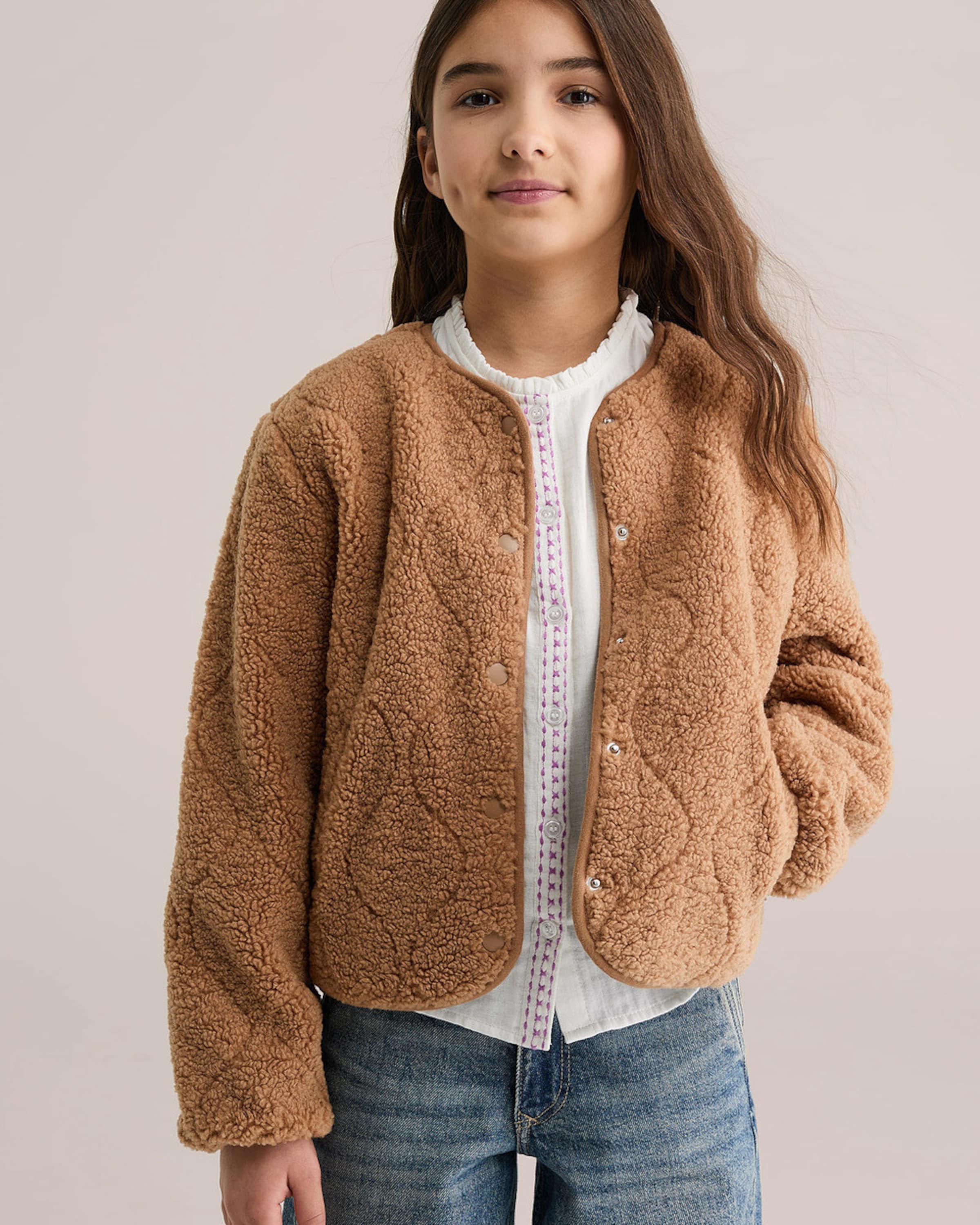 WE Fashion Куртка для межсезонья в светло-коричневом цвете — фото 3