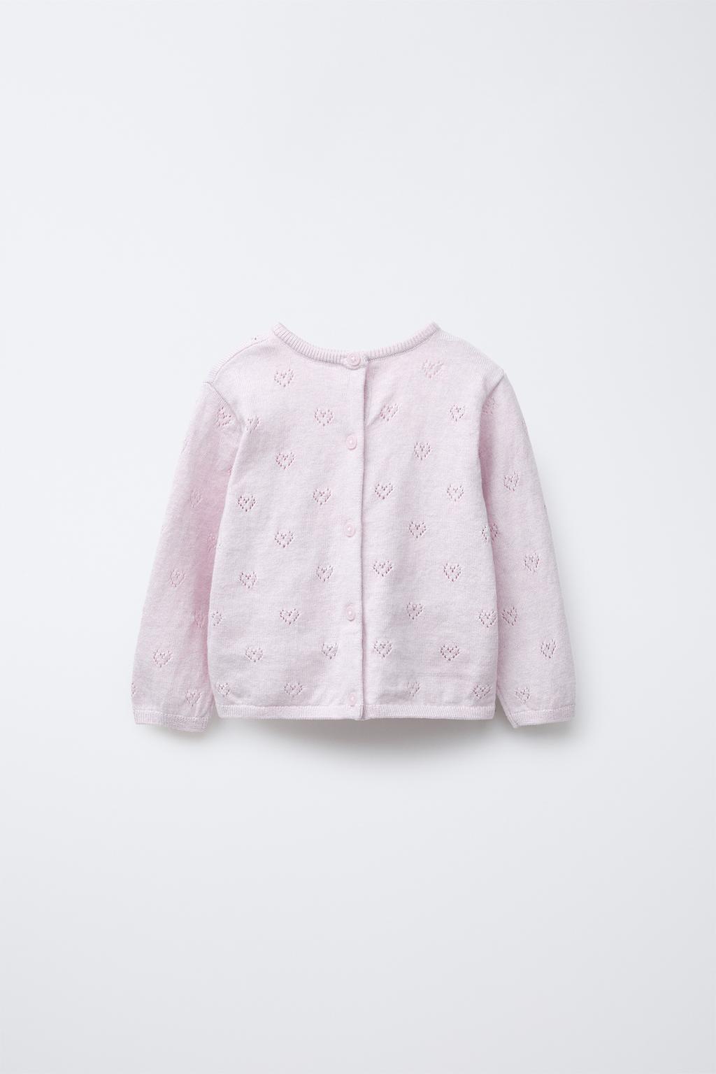 

Хлопчатобумажный жакет-свитер с шелковым сердечком 2-в-1 ZARA, цвет Pink marl