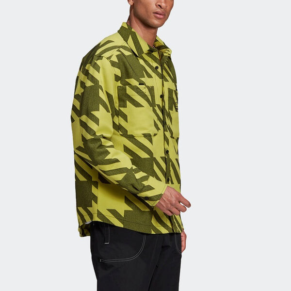 Рубашка originals fashion shirt contrasting colors collar sports long sleeves green Adidas, зеленый — фото 4