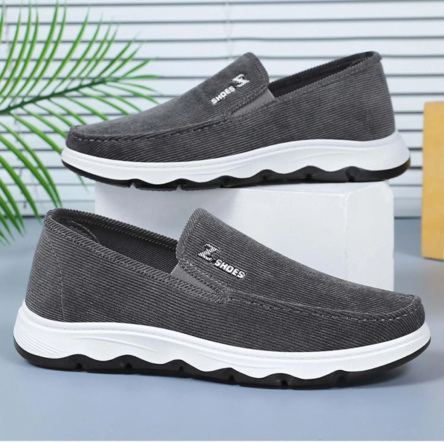 Мокасины повседневные мужские Mesh Tennis Work Sneakers Sports Gym Running Shoe Footwear, серый — фото 4