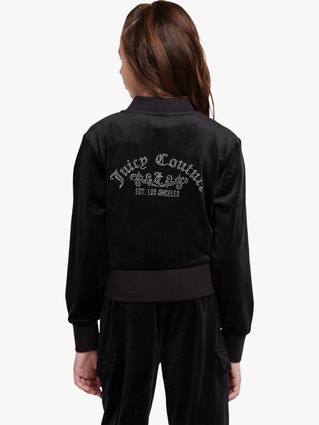 Детская велюровая укороченная худи на молнии Juicy Couture, Jet Black — фото 3