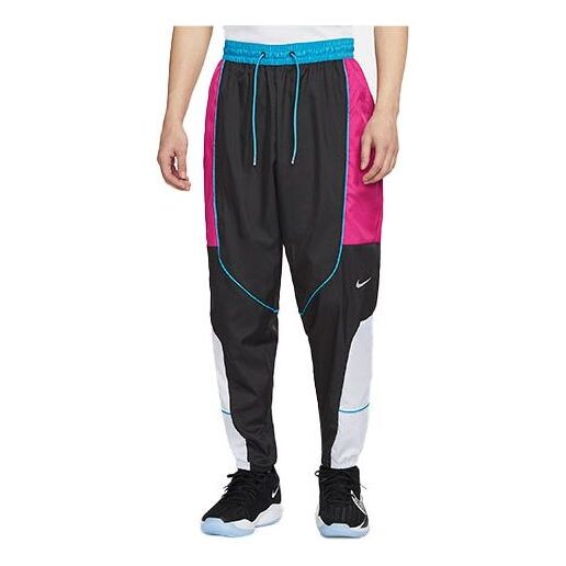 

Брюки throwback basketball colorblock sports loose splicing bundle feet woven long pants red Nike, красный
