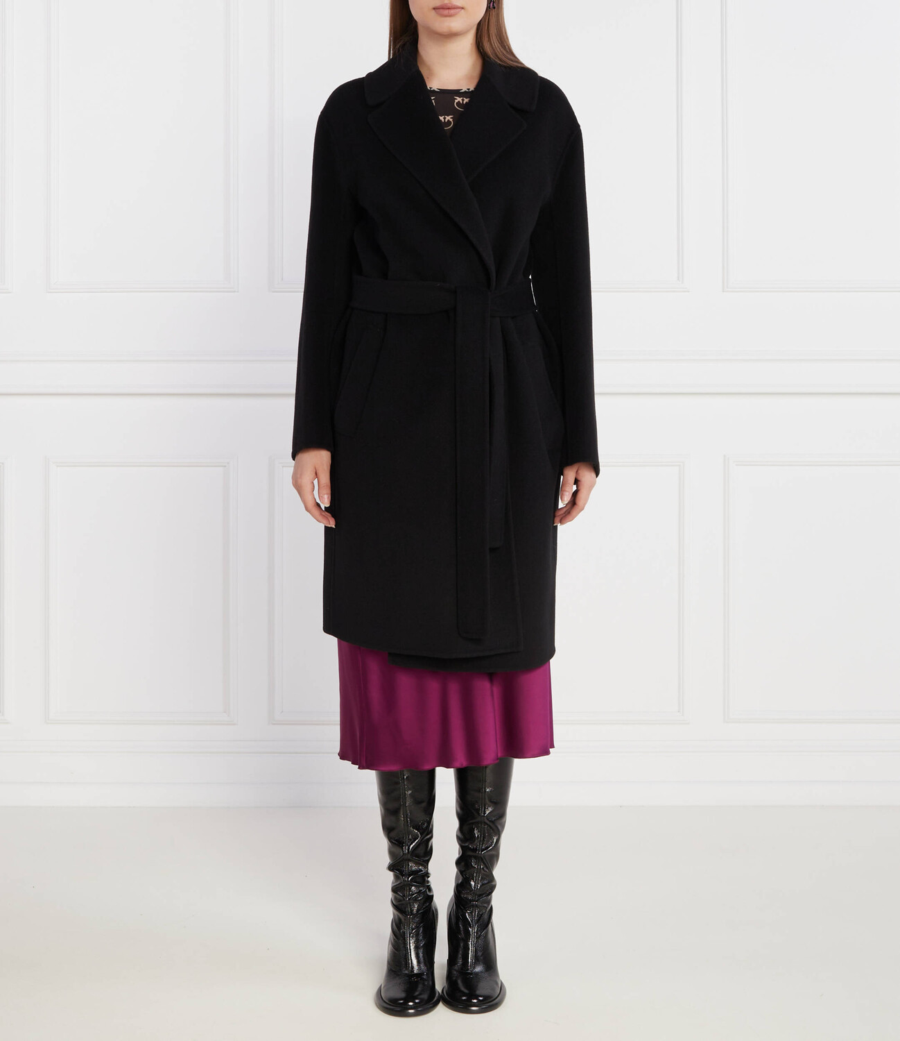 

Шерстяное пальто Pinko, черный