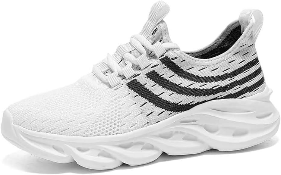 

Jakcuz Plus Size повседневная обувь для ходьбы для мужчин Удобные нескользящие сетчатые спортивные спортивные кроссовки Slip On, белый