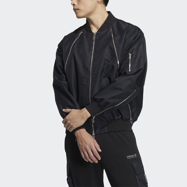 Куртка adidas originals Zipper Jkt Solid Color Sports Jacket Black, черный — фото 4