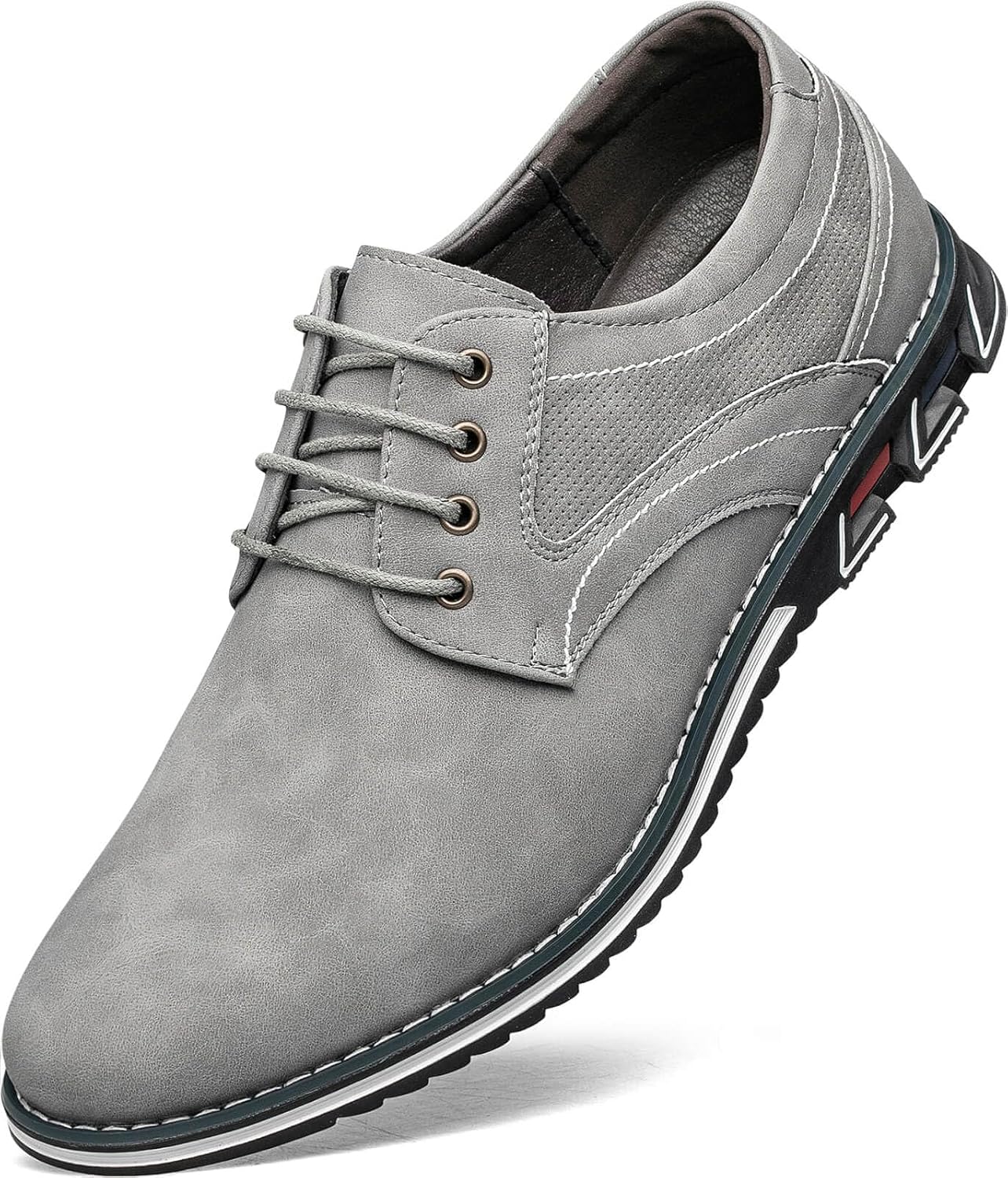 

Мужские классические туфли, комфортные мягкие мужские оксфорды, превосходная эластичная кожа, модные кроссовки, деловые повседневные туфли дерби Flageli, серый