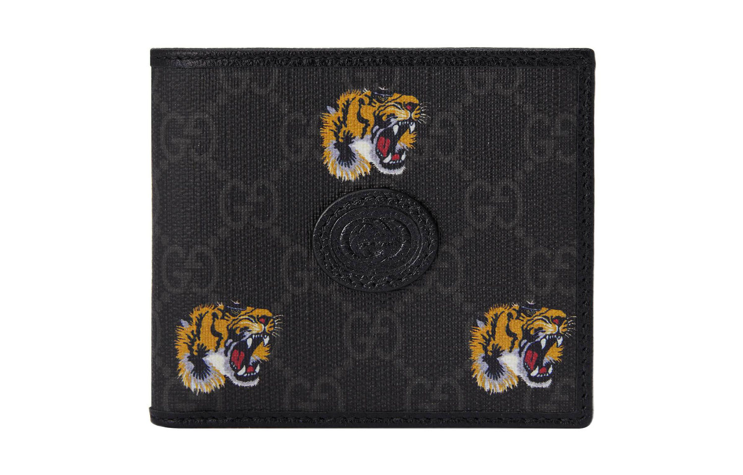 

Кошелёк из холста с кожаной отделкой мужской чёрный GUCCI