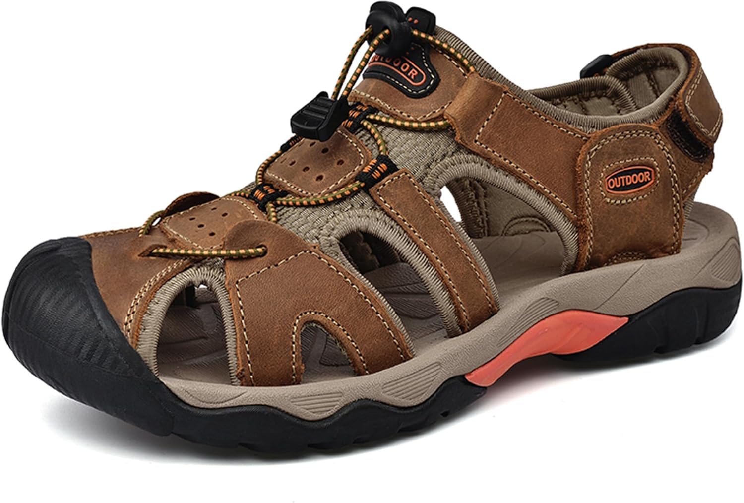 

Мужские кожаные сандалии для походов Мужские спортивные сандалии Открытые походные сандалии с закрытым носком Кожаные легкие спортивные сандалии для треккинга Повседневные сандалии Водонепроницаемые обувь Vtiao, коричневый